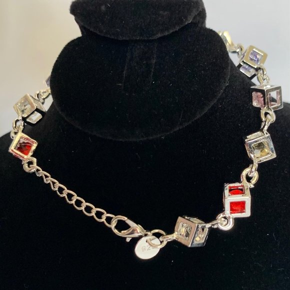 🥰Silver925 Multicolor Stone Cube Bracelet - Picture 6 of 11